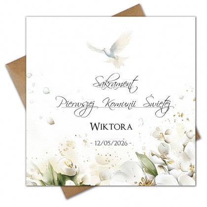 Komunia - Gołąb i kwiaty